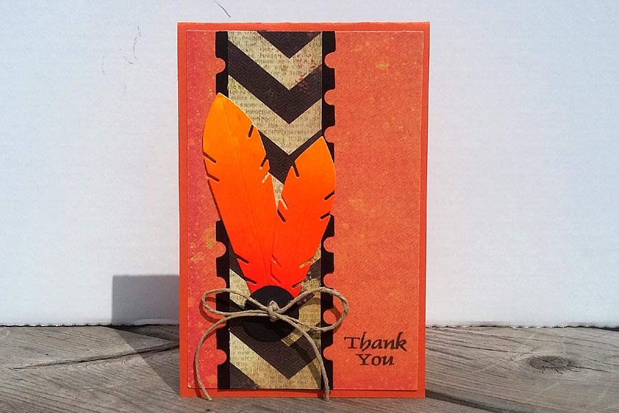 Card - Orange Feathers