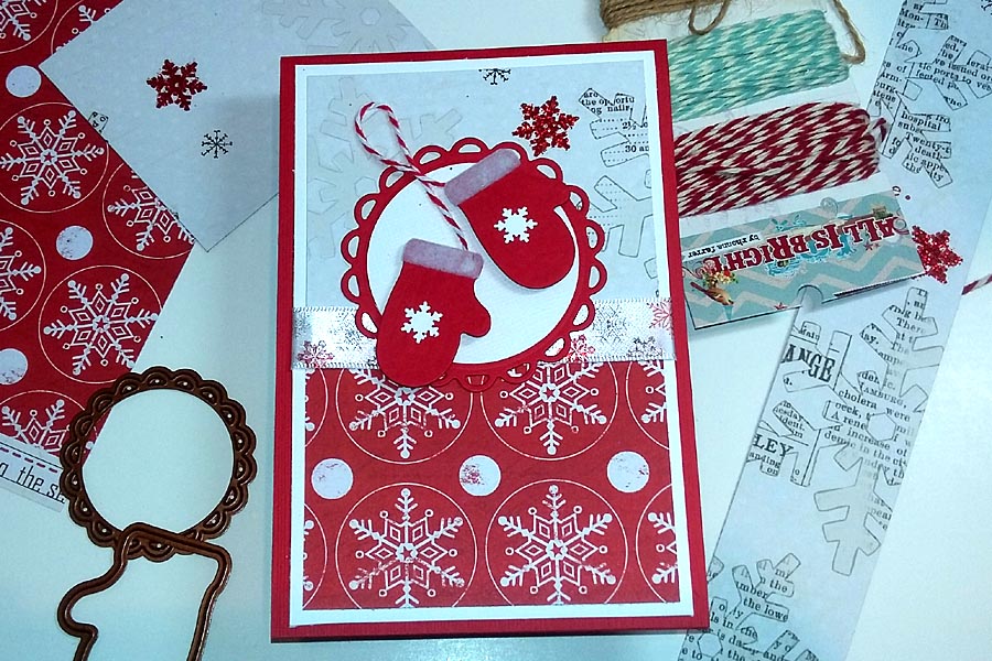 Christmas Card - Red Woolen Mittens