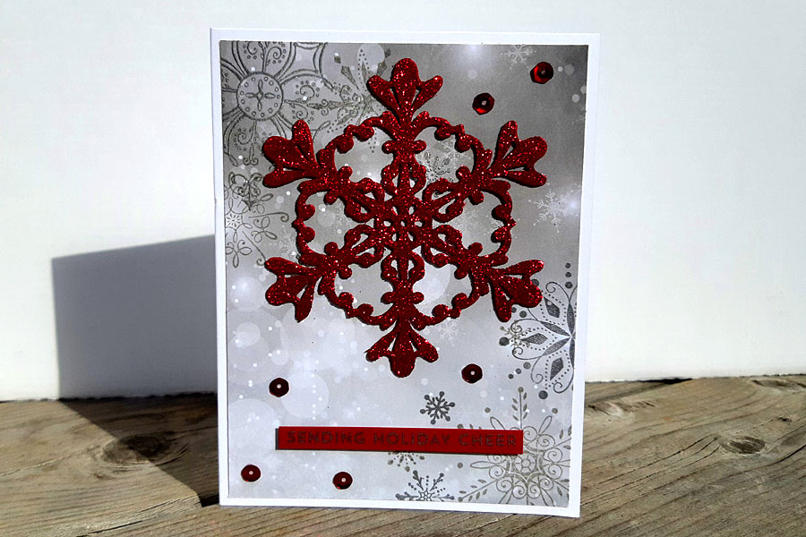 Red Glitter Snowflake Card
