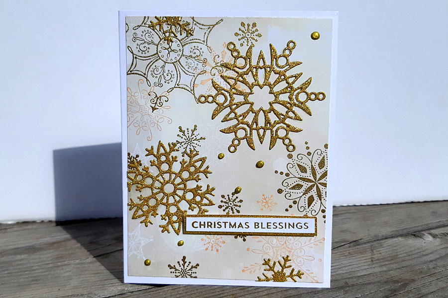 Glittery Gold Snowflake Christmas Card