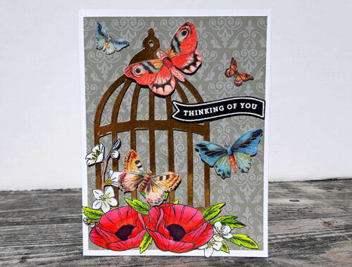 Butterflies in a Bird Cage - Thinking of you card