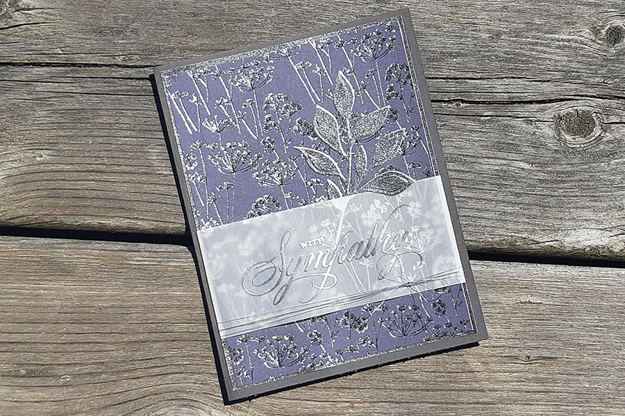 Purple and Silver Metallic Sympathy Card